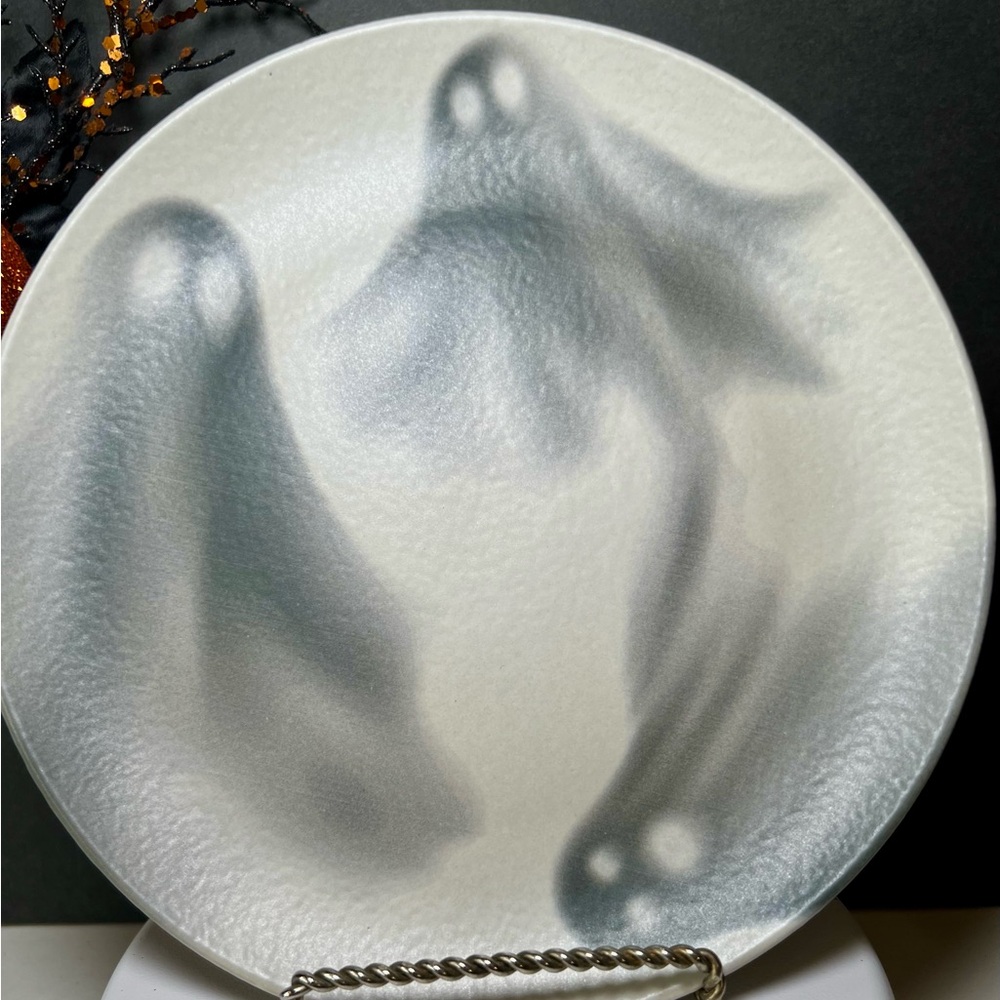 Ghostly Gray Halloween Salad Plate Phantoms